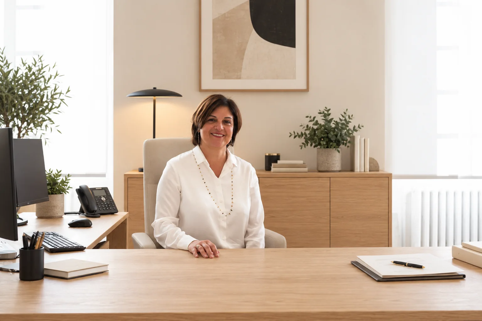 Christelle Daprela à son bureau dans l’étude notariale de Grasse