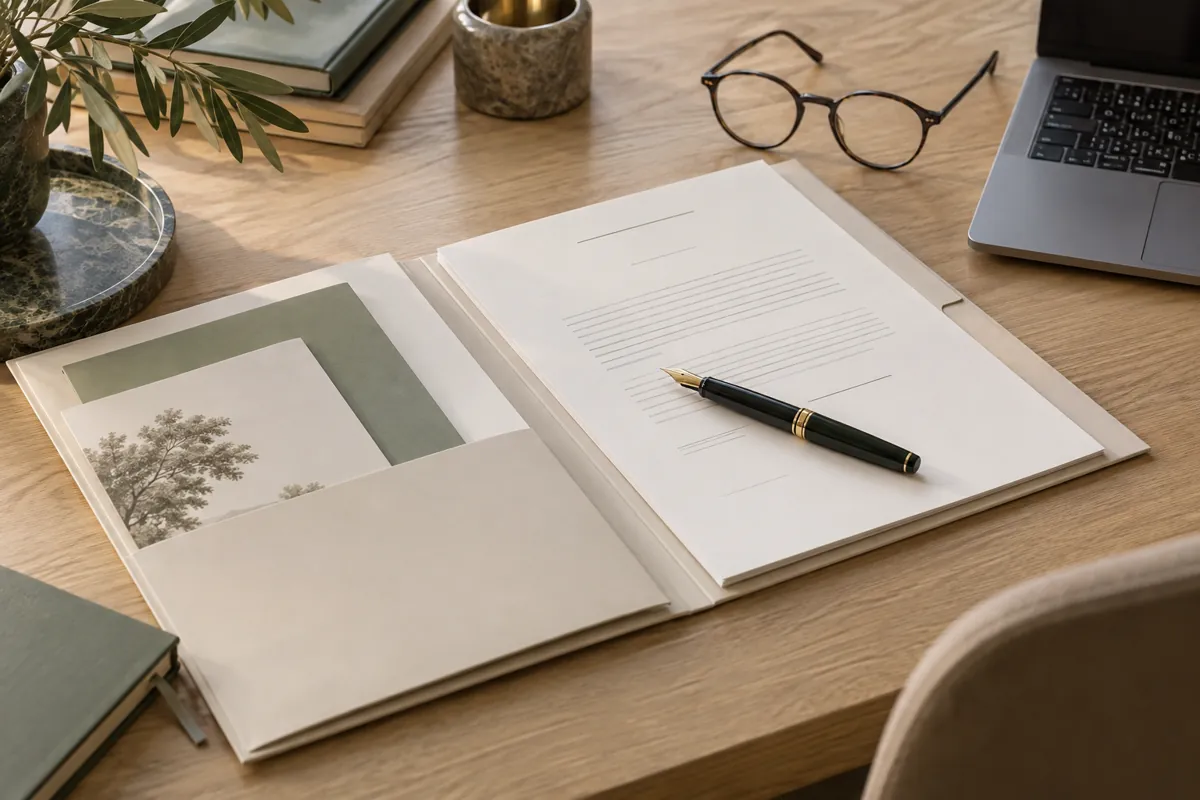 Dossier et stylo, illustration de la constitution d’une société
